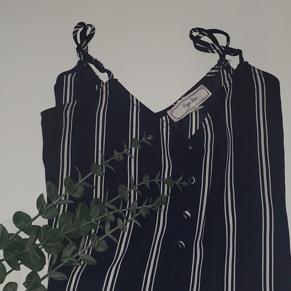 Navy blue striped hippie rose sized medium